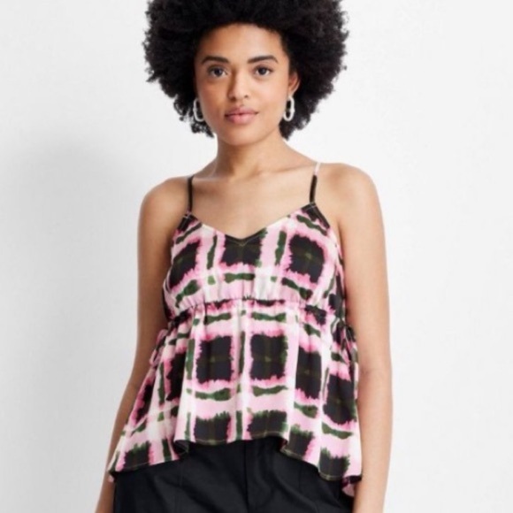 Future Collective Gabriella Karefa Johnson Plaid Camisole Tank in Pink & Black - Picture 1 of 8